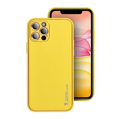 Cover ecopelle per iPhone 15 Pro giallo