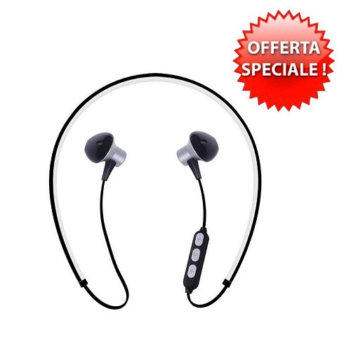 NeckPod Auricolare Bluetooth stereo magnetico black con laccio da collo