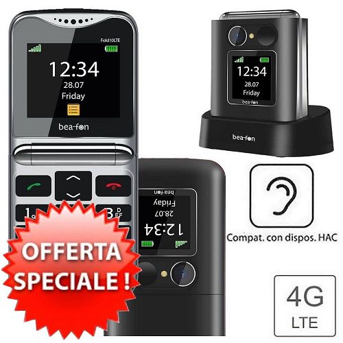 Cellulare Beafon Fold 10 LTE nero - tasto SOS - tasti grandi - suonerie forti&nbsp;vers. 2025 (Fold10LTE_EU003B)