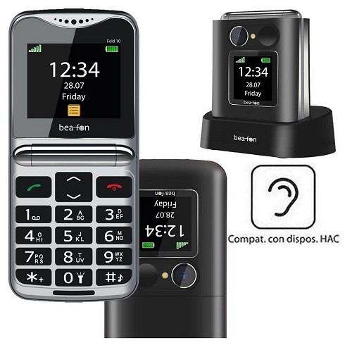 Cellulare Beafon Fold 10 nero - tasto SOS - tasti grandi - doppio display - suonerie forti