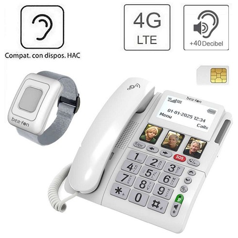 Beafon ML10 LTE Telefono 4G da tavolo con scheda SIM - Incluso Braccialetto SOS