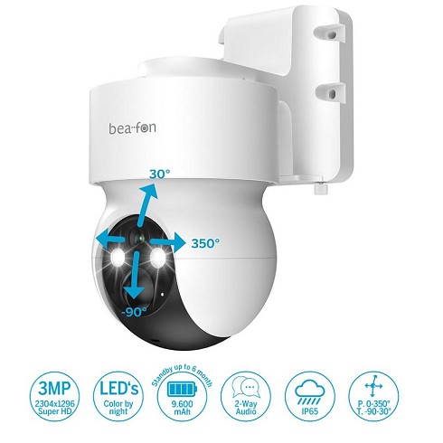 Camera a batteria <span style="font-weight: lighter;">Beafon Safer 3S Pro IP65 3MP 9600 mAh </span>rete WiFi 2,4G, Android iOS