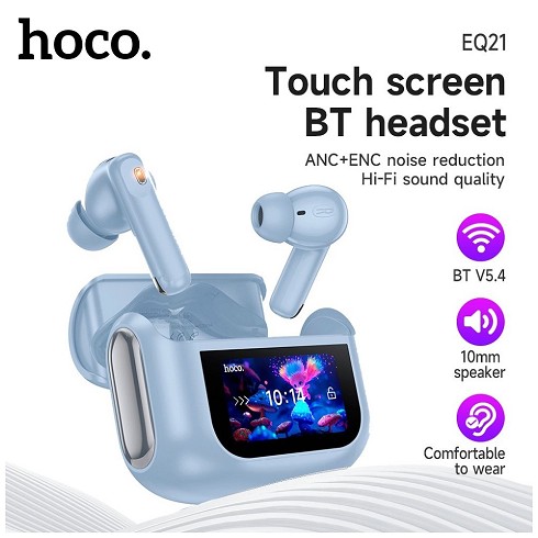Auricolari Bluetooth 5.4 stereo TWS HOCO EQ21 ANC+ENC blue