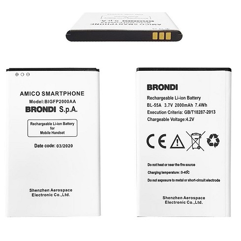 Batteria Brondi BIGFP2000AA bulk per Amico Smartphone 3g