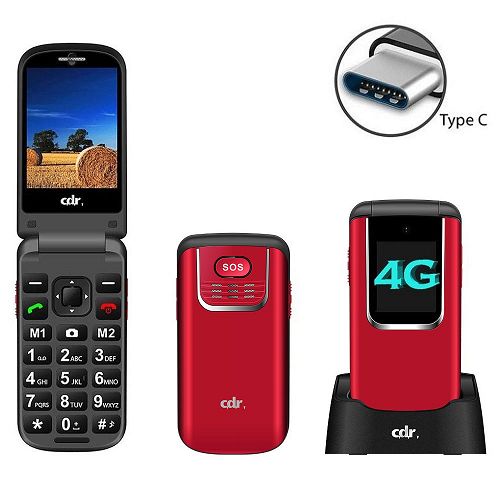 Cellulare CDR C56 4G Bluetooth tasto SOS - red