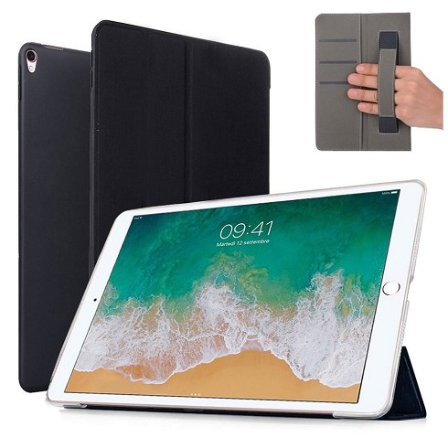 Custodia per iPad Pro 12.9 2017 black con portatessere e fascia elastica