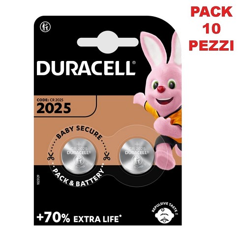 Batteria Duracell 3V DL/CR2025 2 PZ pack da 10 pezzi