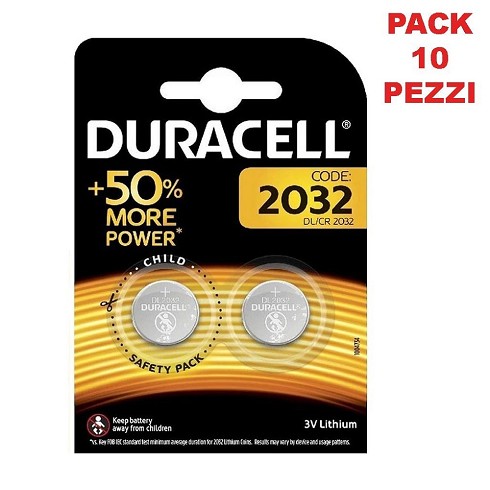 Batteria Duracell DL/CR2032 2 PZ pack da 10 pezzi