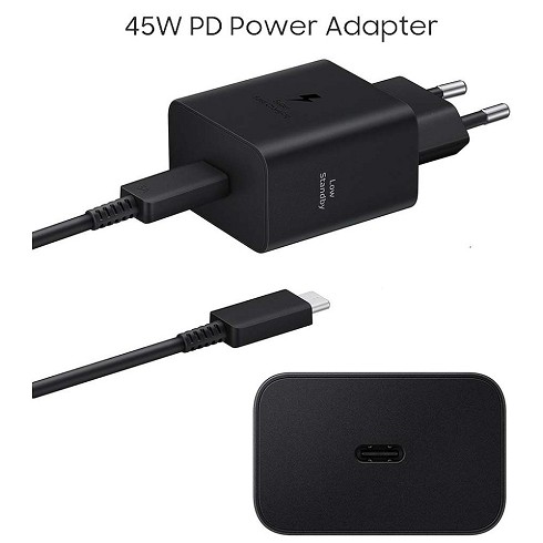 Caricabatterie rete Samsung EP-T4511XBEG 45W con cavo da USB Type-C a Type-C black