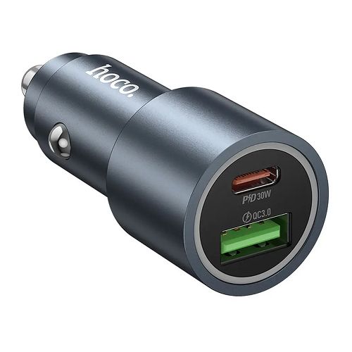 Caricatore da auto Hoco Z60 (Type-C PD fast 30W + USB A 18W) black