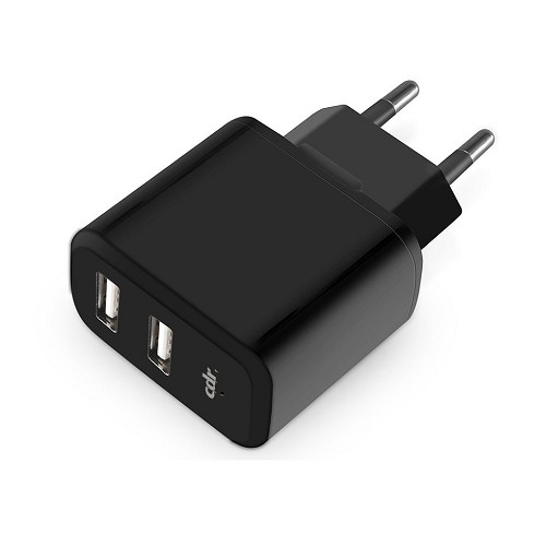 Carica batterie rete 2 USB Max 2.4A black