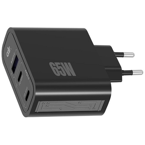 Caricatore da rete fino 65W max (2 Type-C PD 3.0 + USB A PD 18W) black