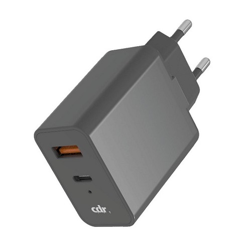 Caricatore da rete 20W (Type-C PD fast 20W + USB A QC 18W) black