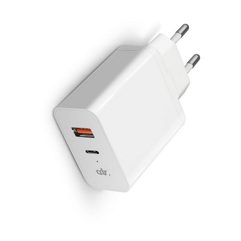 Caricatore da rete 20W (Type-C PD fast 20W + USB A QC 18W) white