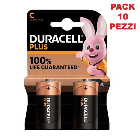 Batterie Duracell Plus 1,5V mezza torcia 2 pz pack da 10