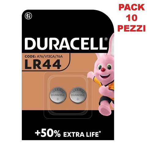 Batterie Duracell LR44 V13GA extra life pack da 10 pezzi