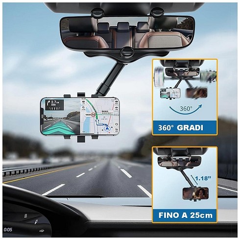 Supporto specchietto braccio regolabile 360 gradi