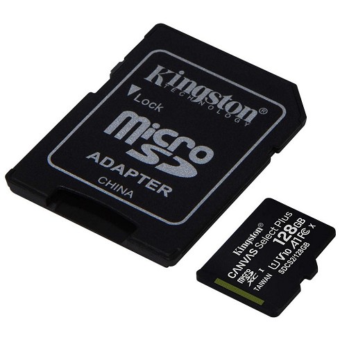 Micro SDHC 128GB + adatt. SD Kingston SDCS2/128 GB C. 10 fino a 100 MB/s in lettura