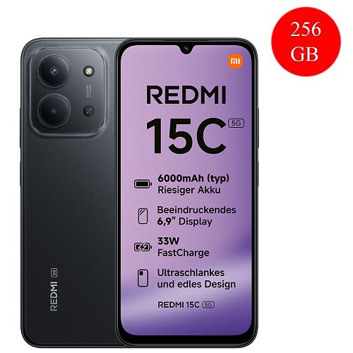 Xiaomi Redmi 15C 5G Italia 256 + 8 GB midnight black