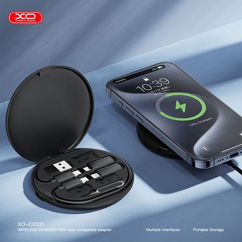 Caricatore wireless XO CX031 con kit cavi black