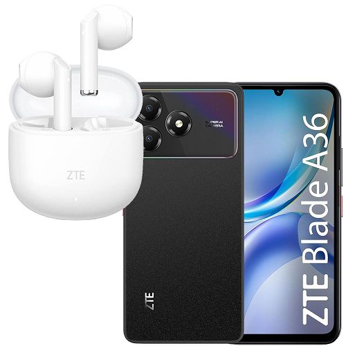 Bundle cellulare Zte Blade A36 Tim 64 GB black + TWS Bluetooth ZTE Buds 2 white